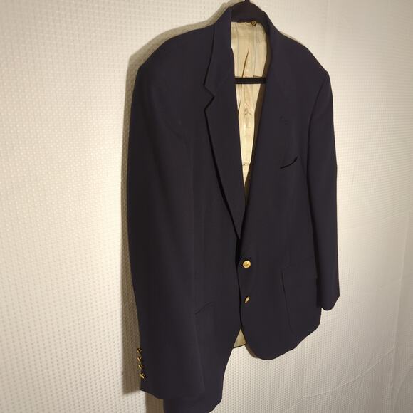Wimbledon Racquet Club 44R Navy Blazer Men's Gold Button Ivy Preppy USA Made - Picture 2 of 11